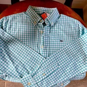 Checkered vineyard Vines long sleeve cotton shirt. Size 12-14